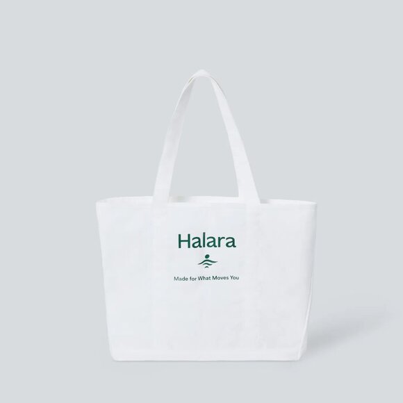 Halara Letter Print Casual Canvas Tote Bag In White - NWOT - Picture 1 of 3